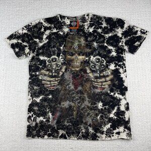 VTG Y2K Rock Eagle Cow-boy Skull Guns TShirt Men M Tie Dye Graphic Gothic Skater